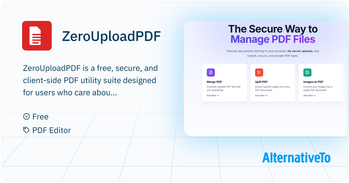 Zero Upload Is ZeroUploadPDF: A privacy-first PDF tool suite that processes files ...
