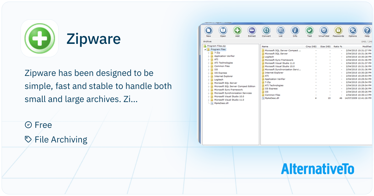 Zip Manager Zipware: Is simple and free zip software for Microsoft Windows that ...