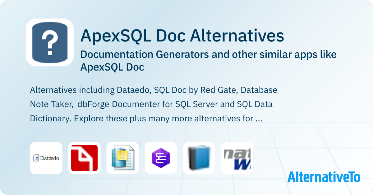 ApexSQL Doc Alternatives: Top 7 Documentation Generators & Similar Apps ...