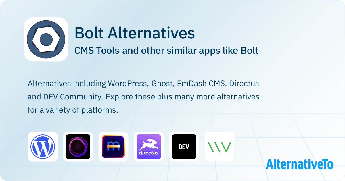 Bolt Alternatives: Top 12 CMS Tools & Similar Apps | AlternativeTo