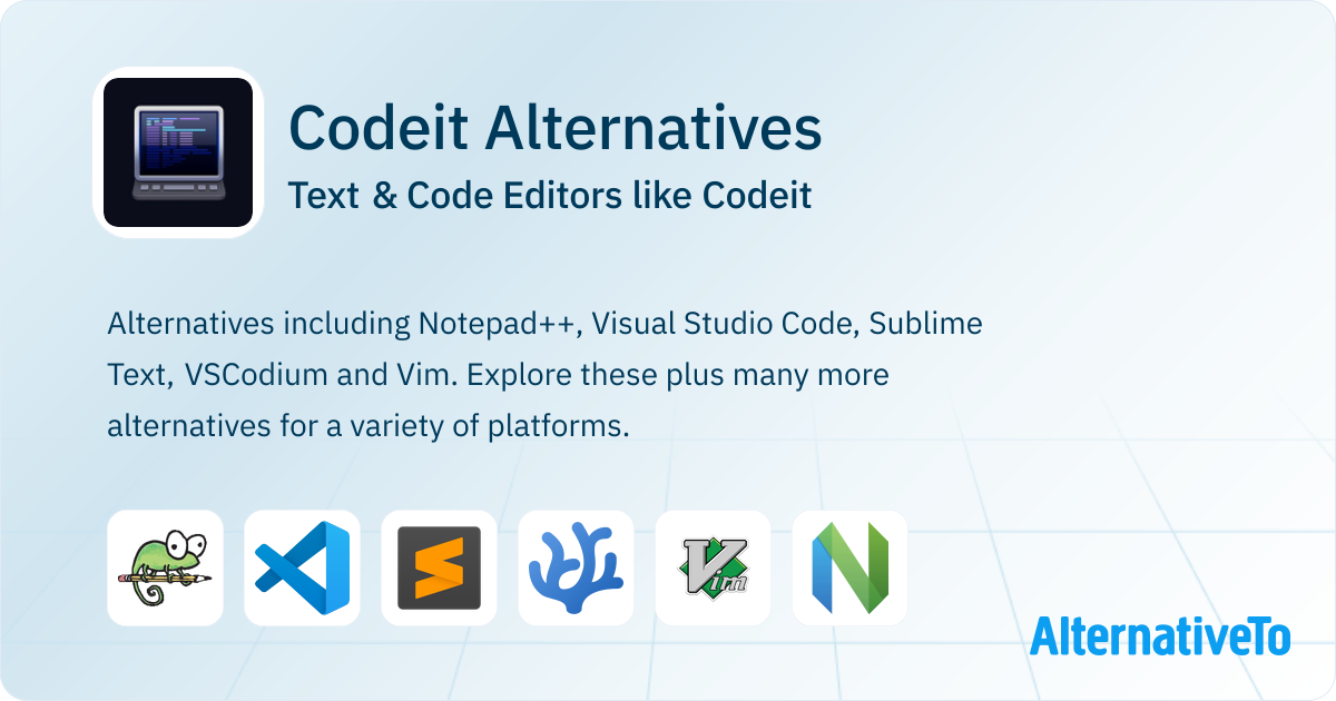 Codeit Alternatives: Top 19 Text & Code Editors | AlternativeTo