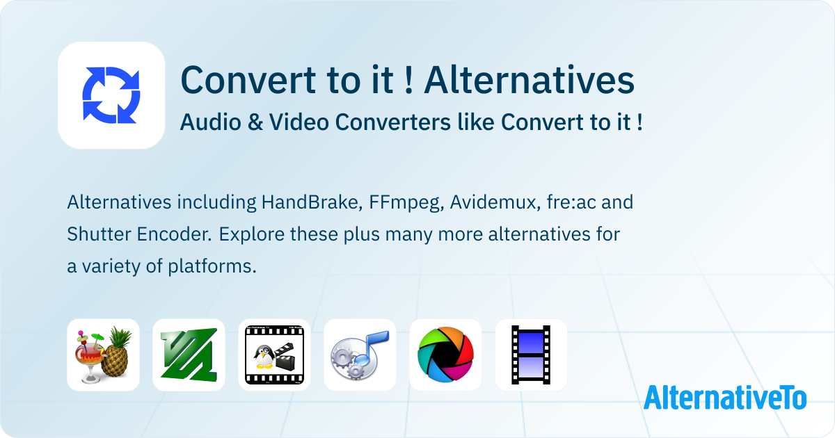 Convert to it ! Alternatives: Top 12 Video Converters | AlternativeTo