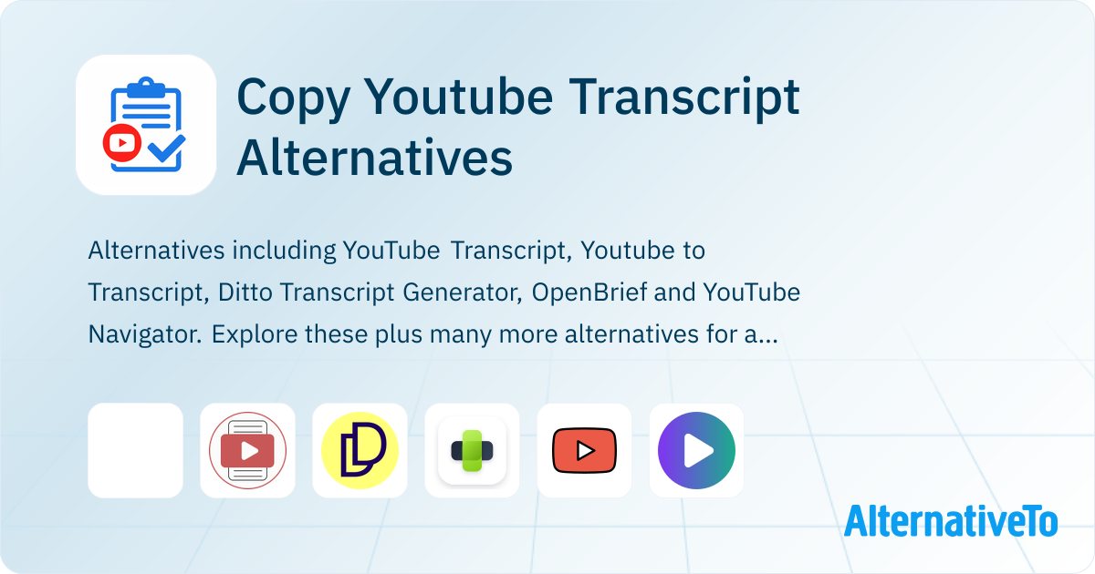 Copy Youtube Transcript Alternatives - Explore Similar Extensions & Add ...