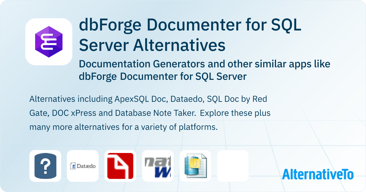 dbForge Documenter for SQL Server Alternatives: Top 6 Documentation ...