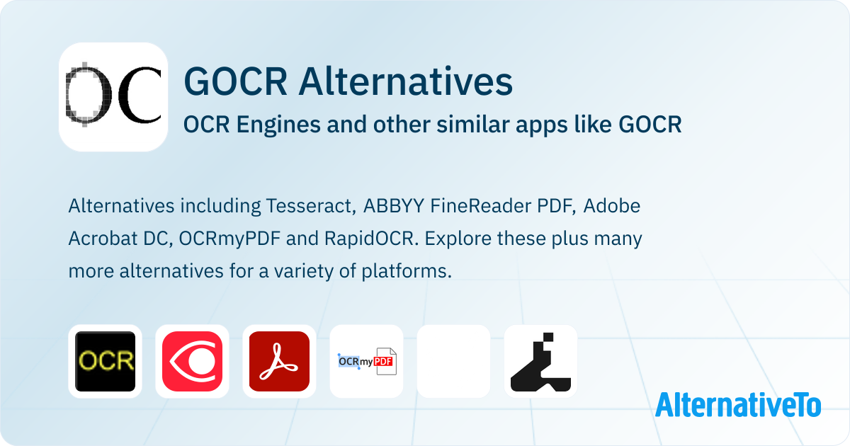 GOCR Alternatives: Top 12 OCR Engines & Similar Apps | AlternativeTo