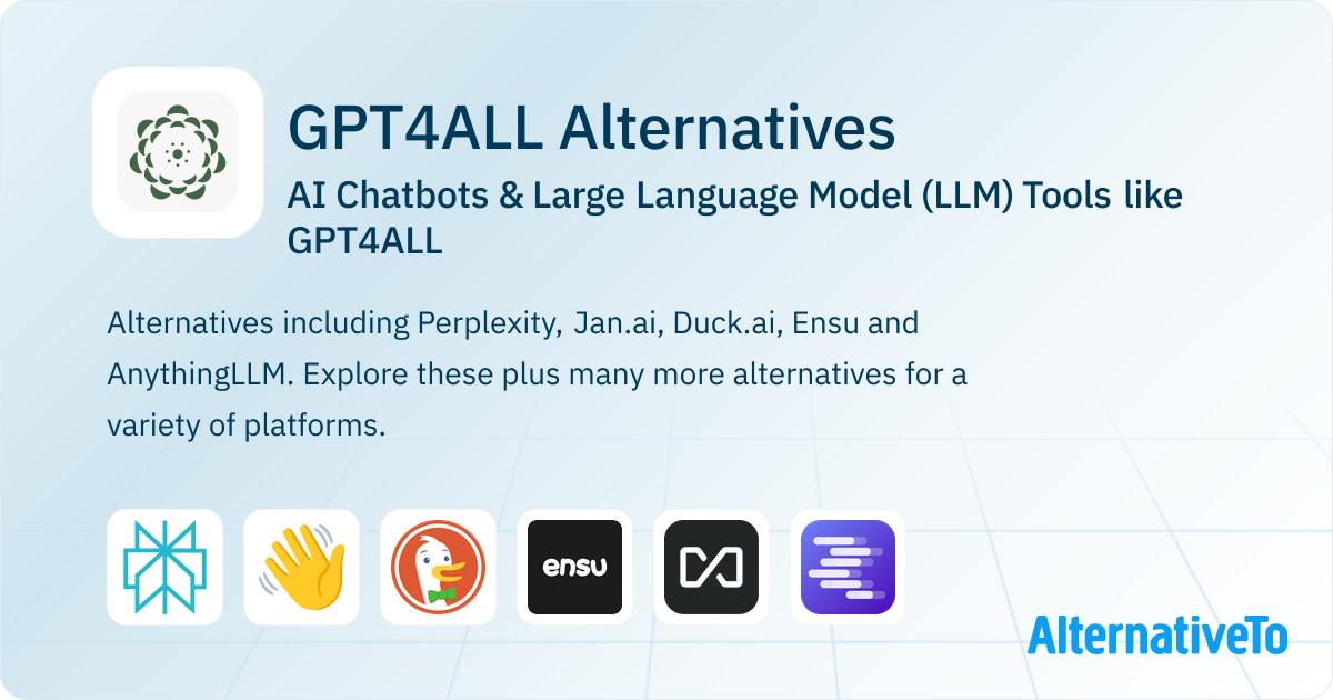 GPT4ALL Alternatives: Top 12 AI Chatbots | AlternativeTo