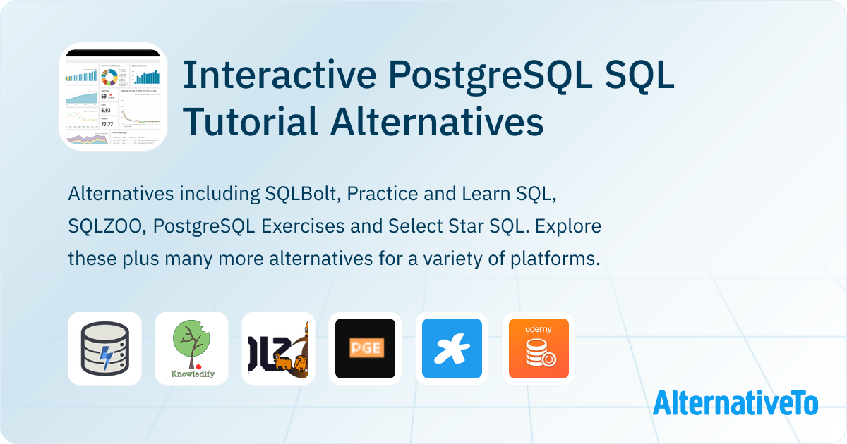 Interactive PostgreSQL SQL Tutorial Alternatives - Explore Similar ...