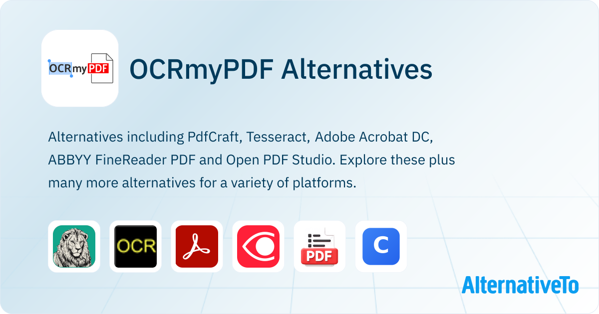 OCRmyPDF Alternatives - Explore Similar Software | AlternativeTo