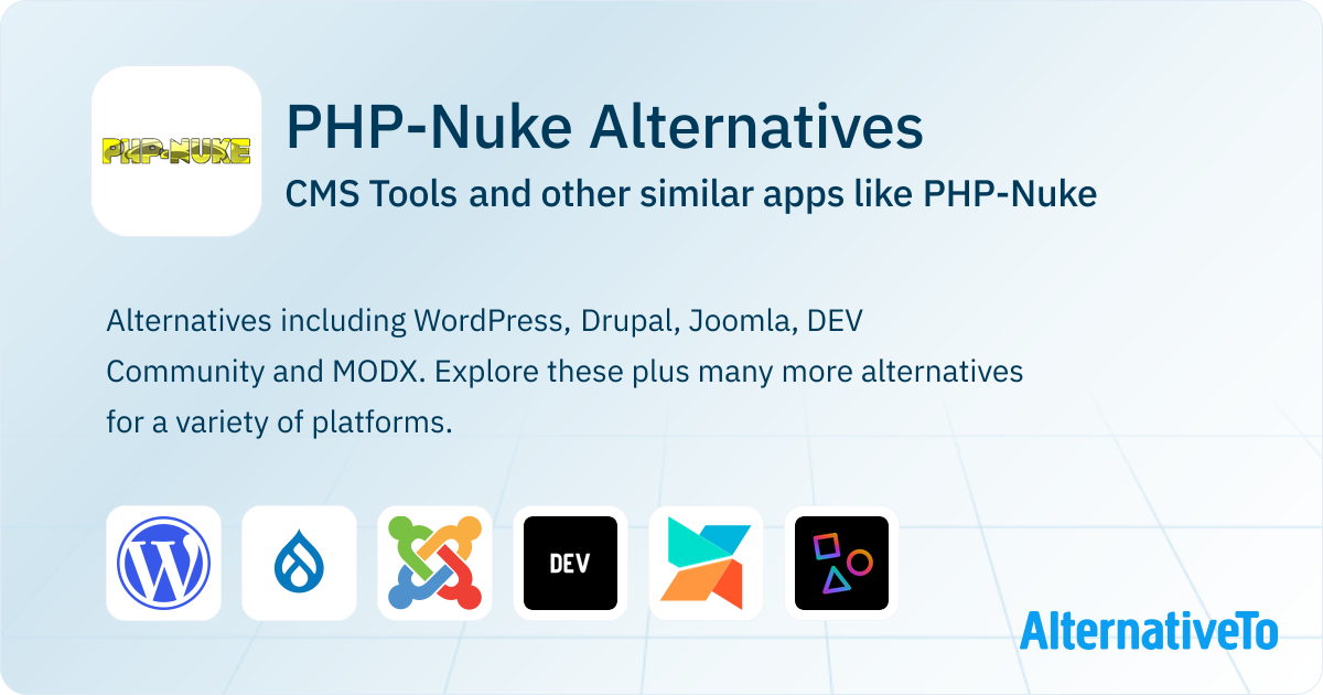 PHP-Nuke Alternatives: Top 12 CMS Tools & Similar Apps | AlternativeTo
