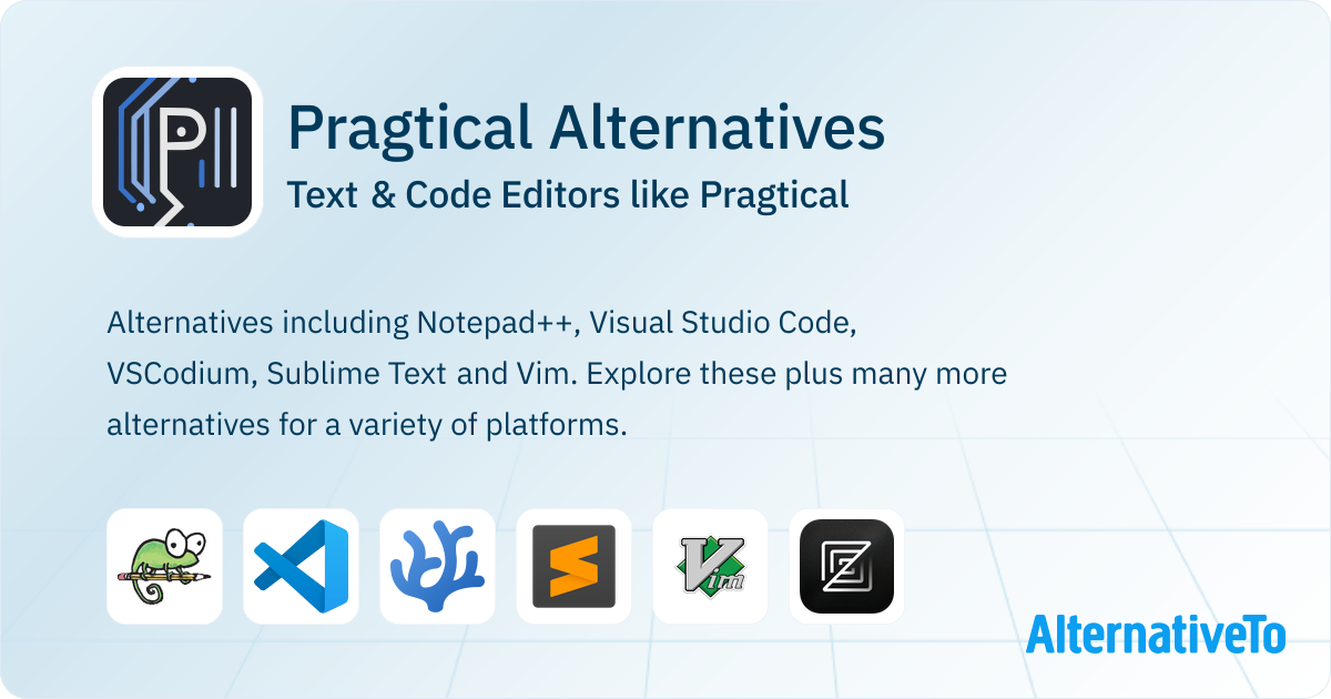 Pragtical Alternatives: Top 12 Text & Code Editors | AlternativeTo