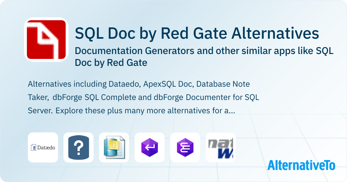 Sql Direct Ink SQL Doc by Red Gate Alternatives: Top 7 Documentation Generators ...
