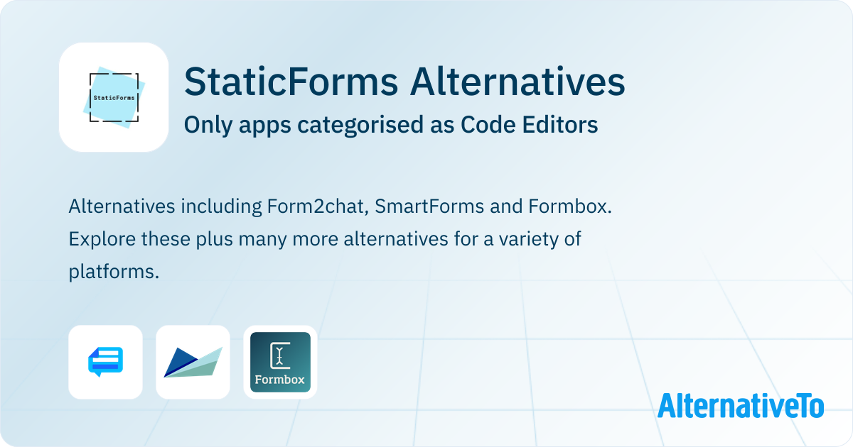 StaticForms Alternatives: Top 3 Code Editors | AlternativeTo