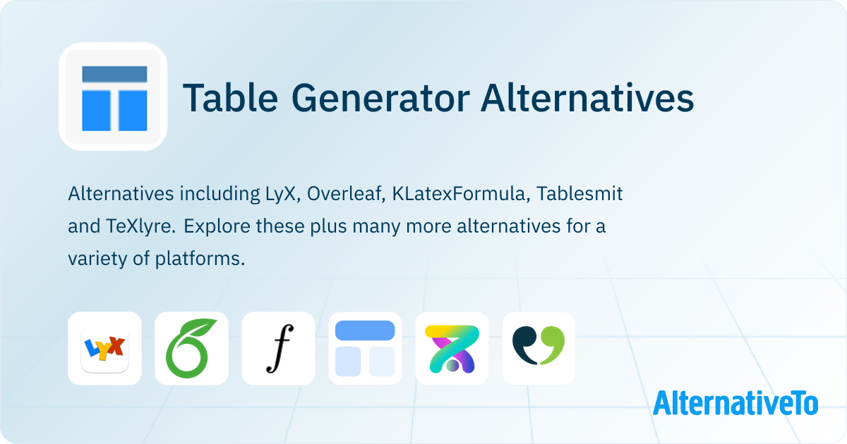 Table Generator Alternatives - Explore Similar Sites & Apps | AlternativeTo