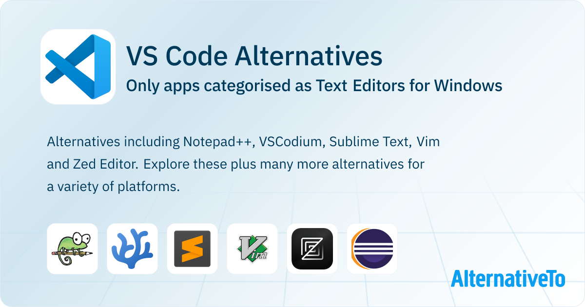 VS Code Alternatives for Windows: Top 12 Text Editors | AlternativeTo