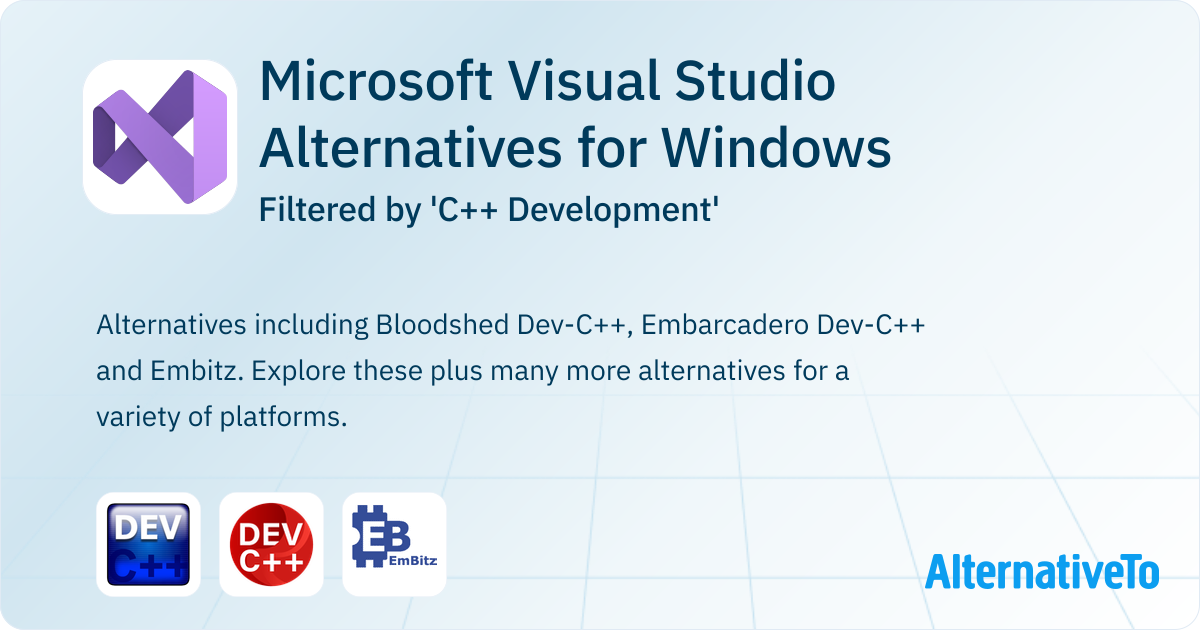 Microsoft Visual Studio Alternatives for Windows filtered by 'C++ ...