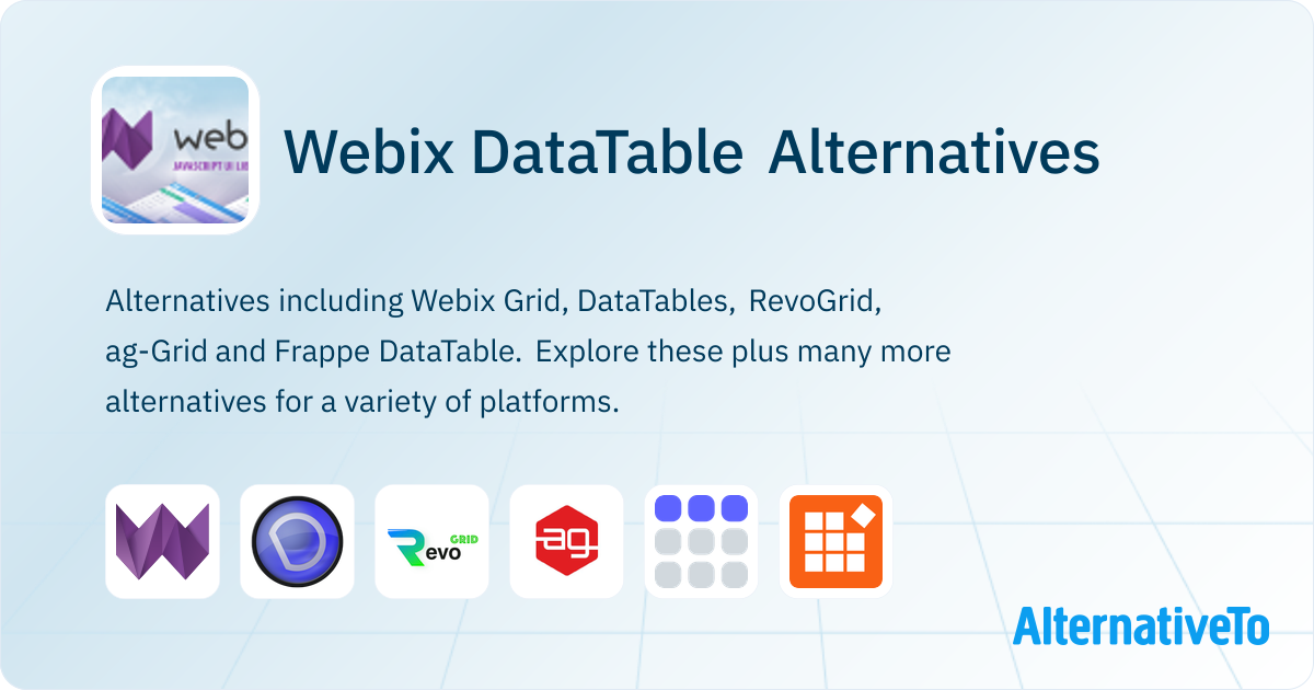 Webix DataTable Alternatives - Explore Similar Sites & Apps | AlternativeTo
