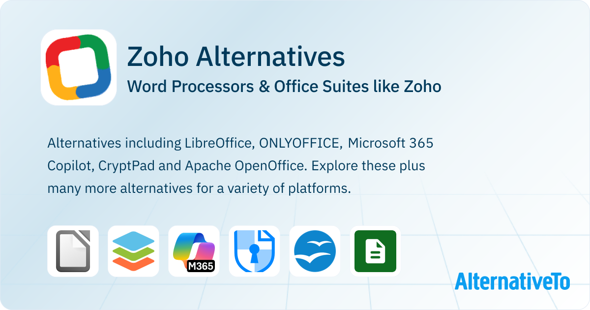 Zoho Alternative Zoho Alternatives: Top 12 Word Processors & Office Suites | AlternativeTo